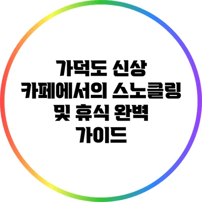 가덕도 신상 카페에서의 스노클링 및 휴식 완벽 가이드