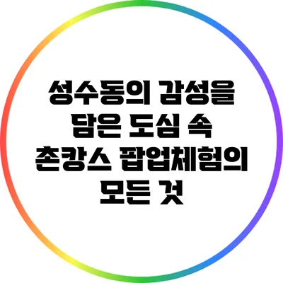 성수동의 감성을 담은 도심 속 촌캉스 팝업체험의 모든 것