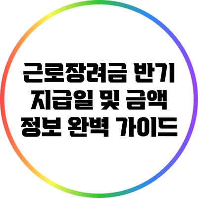 근로장려금 반기 지급일 및 금액 정보 완벽 가이드