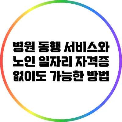 병원 동행 서비스와 노인 일자리: 자격증 없이도 가능한 방법