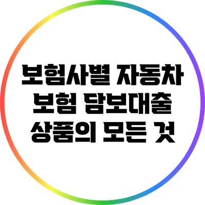 보험사별 자동차 보험 담보대출 상품의 모든 것