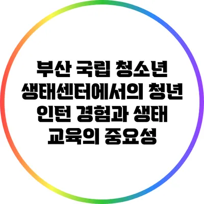 부산 국립 청소년 생태센터에서의 청년 인턴 경험과 생태 교육의 중요성