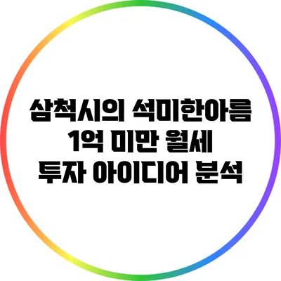 삼척시의 석미한아름: 1억 미만 월세 투자 아이디어 분석