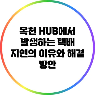 옥천 HUB에서 발생하는 택배 지연의 이유와 해결 방안