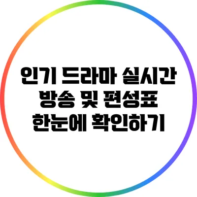 인기 드라마 실시간 방송 및 편성표 한눈에 확인하기