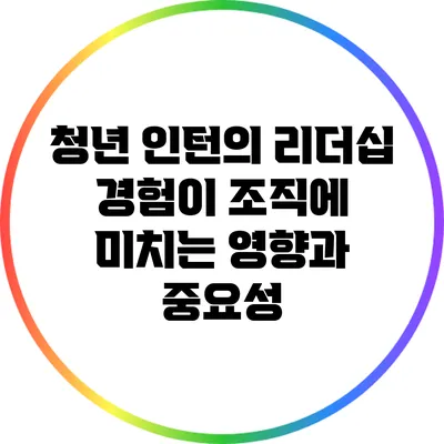 청년 인턴의 리더십 경험이 조직에 미치는 영향과 중요성