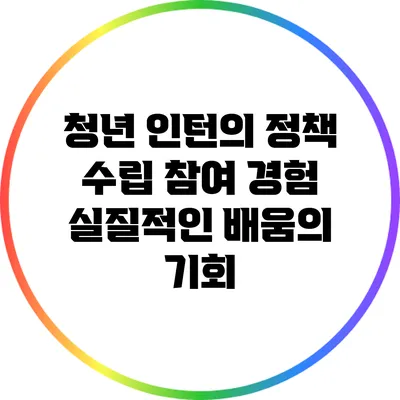 청년 인턴의 정책 수립 참여 경험: 실질적인 배움의 기회