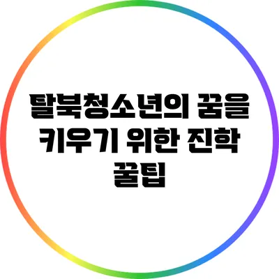 탈북청소년의 꿈을 키우기 위한 진학 꿀팁