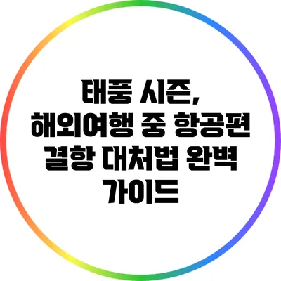태풍 시즌, 해외여행 중 항공편 결항 대처법 완벽 가이드