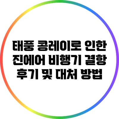 태풍 콩레이로 인한 진에어 비행기 결항 후기 및 대처 방법
