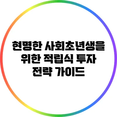 현명한 사회초년생을 위한 적립식 투자 전략 가이드