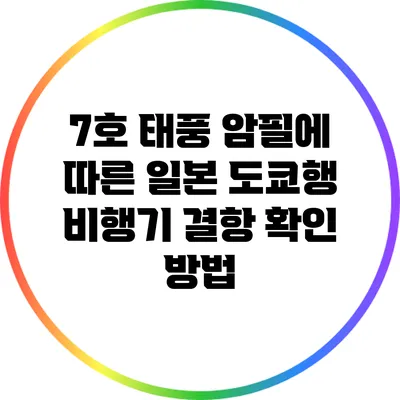 7호 태풍 암필에 따른 일본 도쿄행 비행기 결항 확인 방법