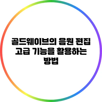 골드웨이브의 음원 편집 고급 기능을 활용하는 방법
