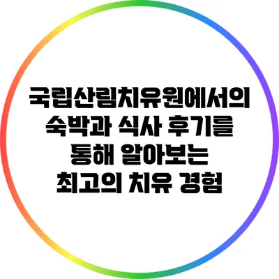 국립산림치유원에서의 숙박과 식사 후기를 통해 알아보는 최고의 치유 경험