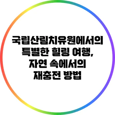 국립산림치유원에서의 특별한 힐링 여행, 자연 속에서의 재충전 방법