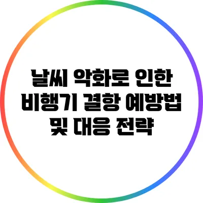날씨 악화로 인한 비행기 결항 예방법 및 대응 전략