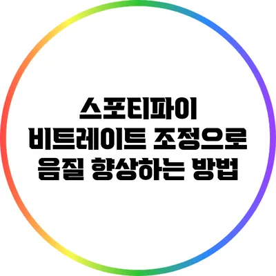 스포티파이 비트레이트 조정으로 음질 향상하는 방법