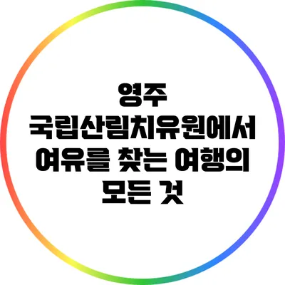 영주 국립산림치유원에서 여유를 찾는 여행의 모든 것