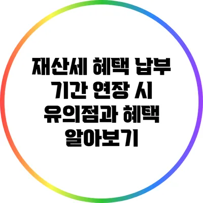 재산세 혜택: 납부 기간 연장 시 유의점과 혜택 알아보기