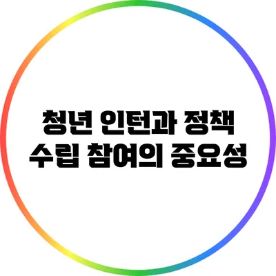 청년 인턴과 정책 수립 참여의 중요성