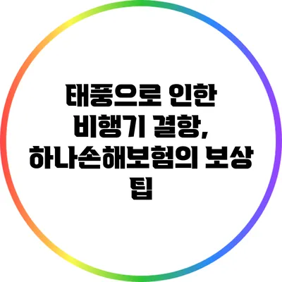 태풍으로 인한 비행기 결항, 하나손해보험의 보상 팁