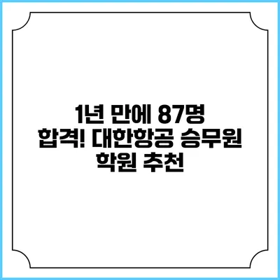 1년 만에 87명 합격! 대한항공 승무원 학원 추천