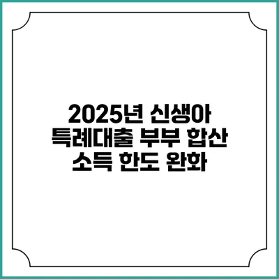 2025년 신생아 특례대출 부부 합산 소득 한도 완화
