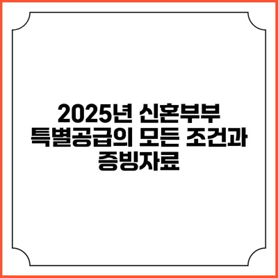 2025년 신혼부부 특별공급의 모든 조건과 증빙자료
