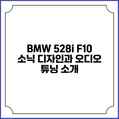 BMW 528i F10 소닉 디자인과 오디오 튜닝 소개