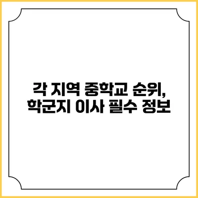 각 지역 중학교 순위, 학군지 이사 필수 정보