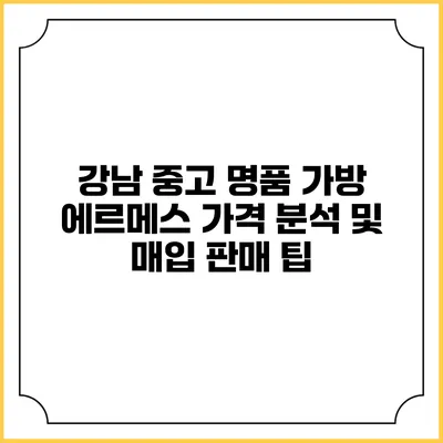 강남 중고 명품 가방 에르메스 가격 분석 및 매입 판매 팁