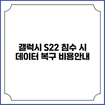 갤럭시 S22 침수 시 데이터 복구 비용안내