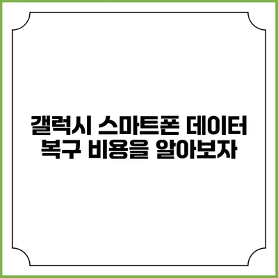 갤럭시 스마트폰 데이터 복구 비용을 알아보자