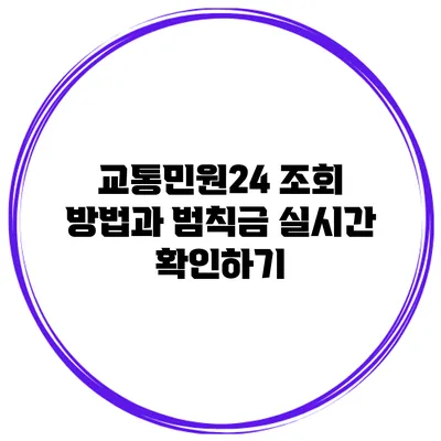 교통민원24 조회 방법과 범칙금 실시간 확인하기