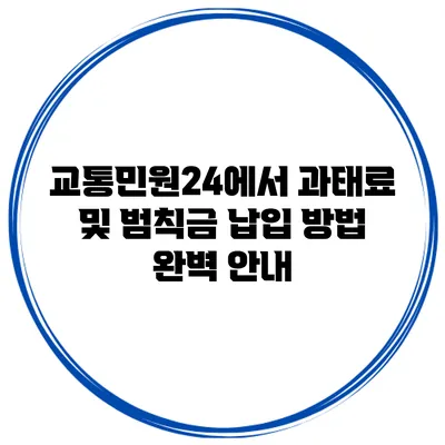 교통민원24에서 과태료 및 범칙금 납입 방법 완벽 안내