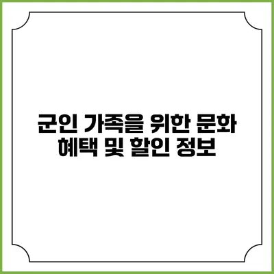 군인 가족을 위한 문화 혜택 및 할인 정보