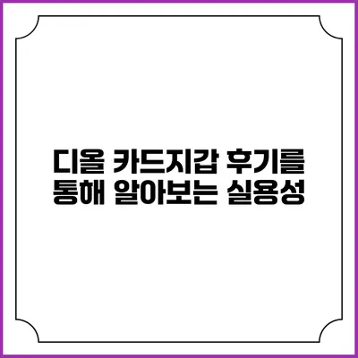 디올 카드지갑 후기를 통해 알아보는 실용성