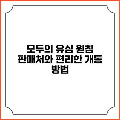 모두의 유심 원칩 판매처와 편리한 개통 방법