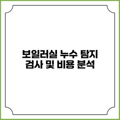보일러실 누수 탐지 검사 및 비용 분석