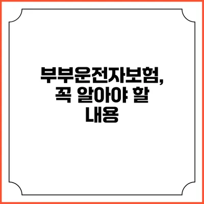 부부운전자보험, 꼭 알아야 할 내용
