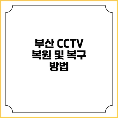 부산 CCTV 복원 및 복구 방법