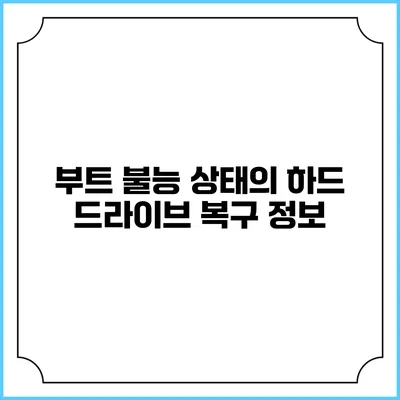 부트 불능 상태의 하드 드라이브 복구 정보