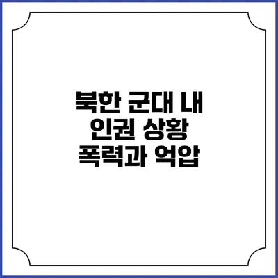 북한 군대 내 인권 상황 폭력과 억압