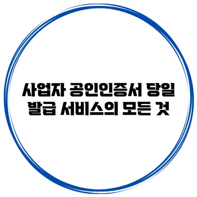 사업자 공인인증서 당일 발급 서비스의 모든 것