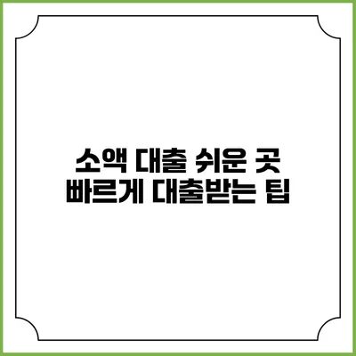 소액 대출 쉬운 곳 빠르게 대출받는 팁