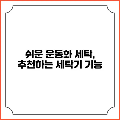 쉬운 운동화 세탁, 추천하는 세탁기 기능