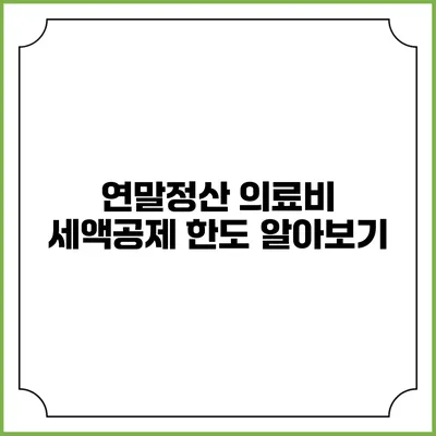 연말정산 의료비 세액공제 한도 알아보기