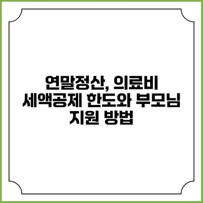 연말정산, 의료비 세액공제 한도와 부모님 지원 방법