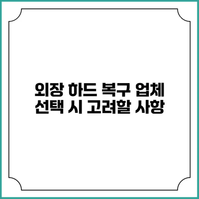 외장 하드 복구 업체 선택 시 고려할 사항