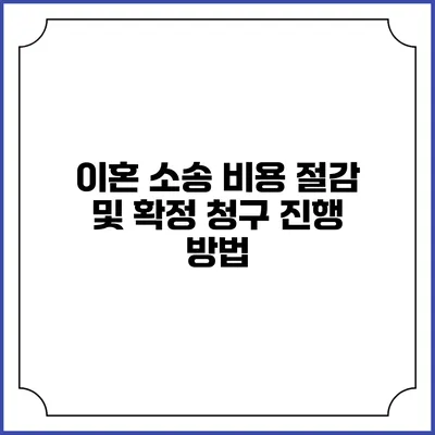 이혼 소송 비용 절감 및 확정 청구 진행 방법